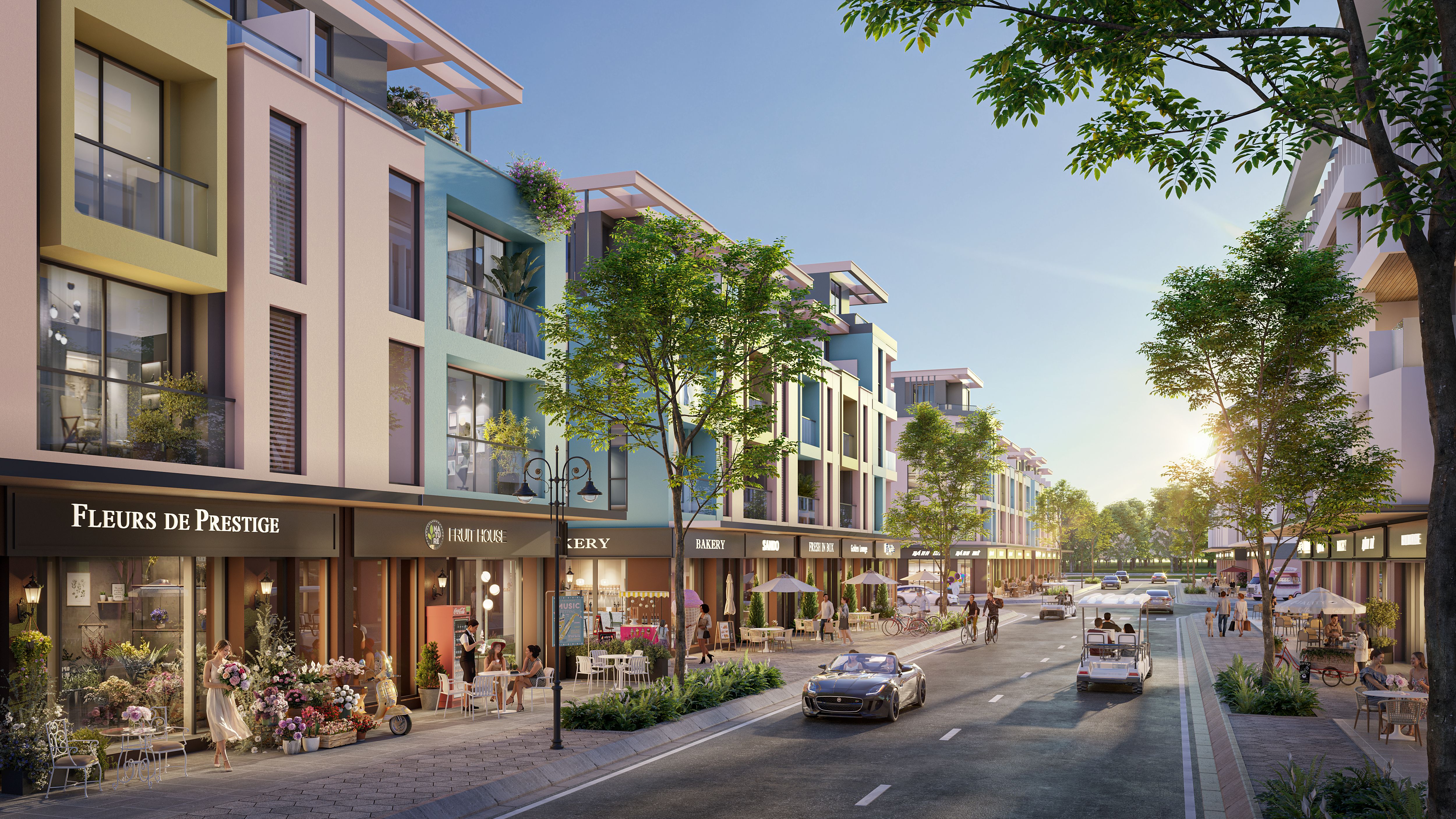 Bán căn góc liền kề Tây Bắc hoàn thiện bên ngoài đối diện vườn hoa 4 tầng The Infinity Phú Quốc